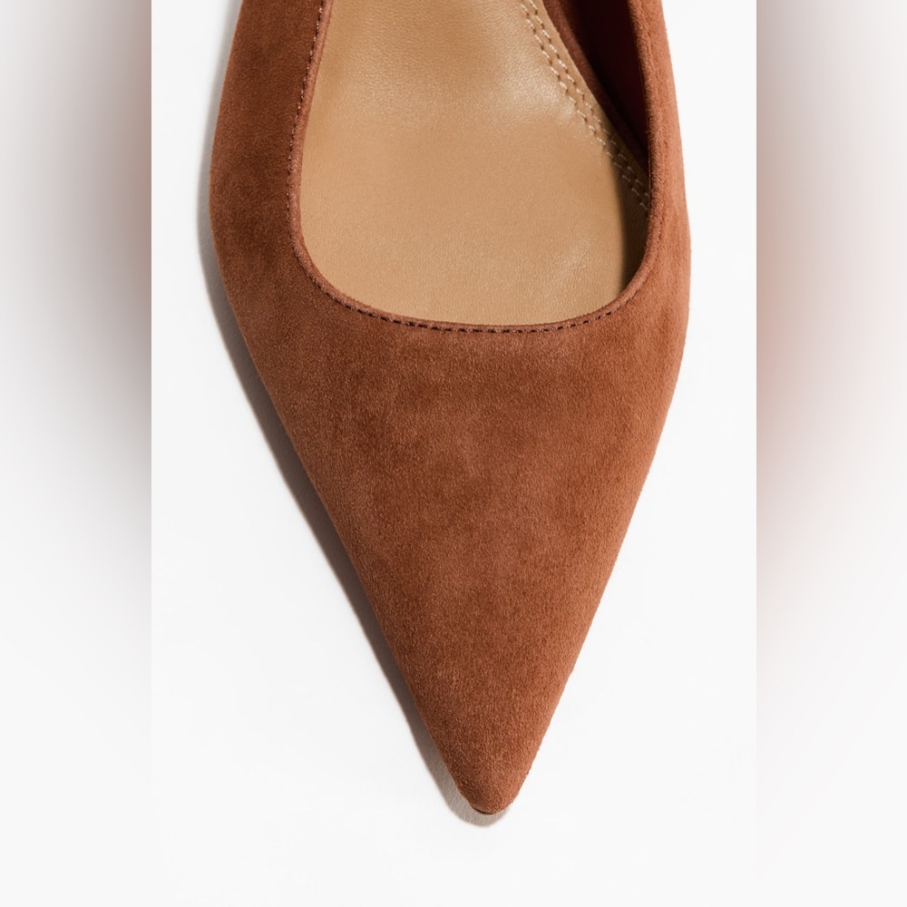 NWT H&M Pointed Suede Slingbacks in Brown - Picture 5 of 9